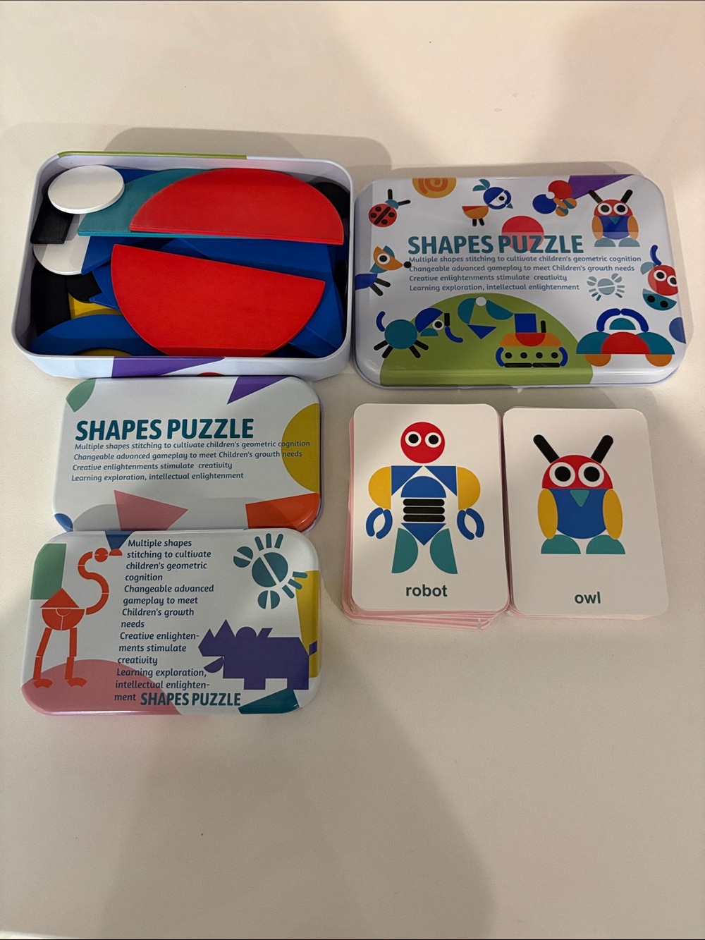 Shapes Puzzle Toy Set - Colorful Educational Cards and Pieces